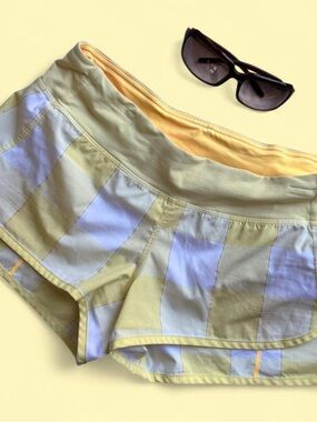 Lululemon Yellow Plaid Running Shorts